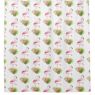 Flamingo and Palm Trees Shower Curtain