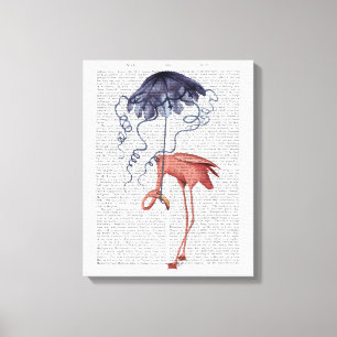 Flamingo and Parasol Canvas Print