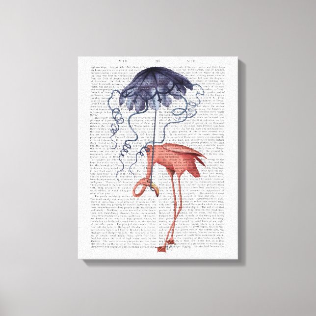 Flamingo and Parasol Canvas Print (Front)