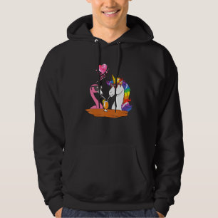 Flamingo And Unicorn In Love Sharing A Drink Hoodie