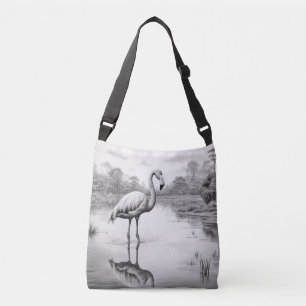 Flamingo Animal Bird Wild Nature Ink Sketch Style Crossbody Bag