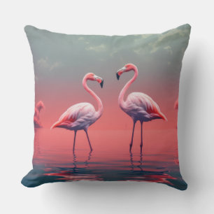 Flamingo Animal Bird Wildlife Wilderness Colourful Cushion