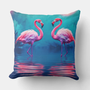 Flamingo Animal Bird Wildlife Wilderness Colourful Cushion