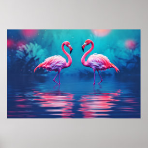 Flamingo Animal Bird Wildlife Wilderness Colourful Poster