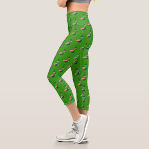 Flamingo Animal Green St Patrick’s Day Capri Leggings