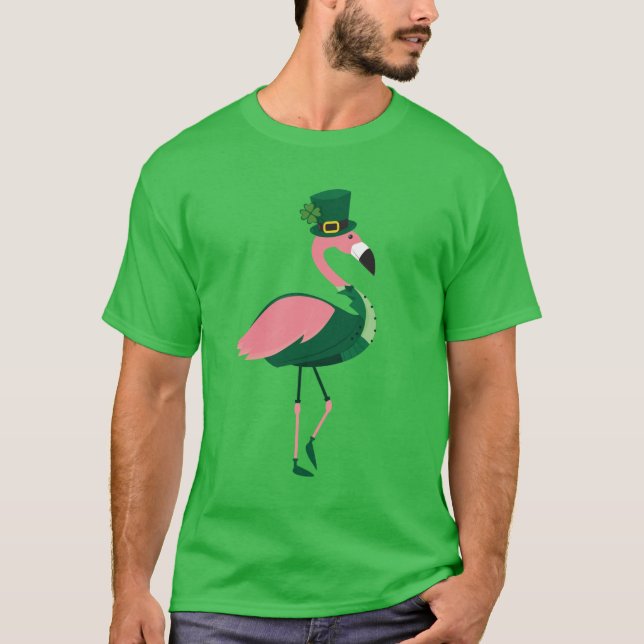 Flamingo Animal St Patrick’s Day T-Shirt (Front)