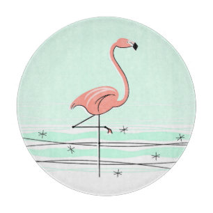 Flamingo Aqua cutting board round