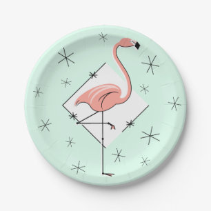 Flamingo Aqua diamond paper plate