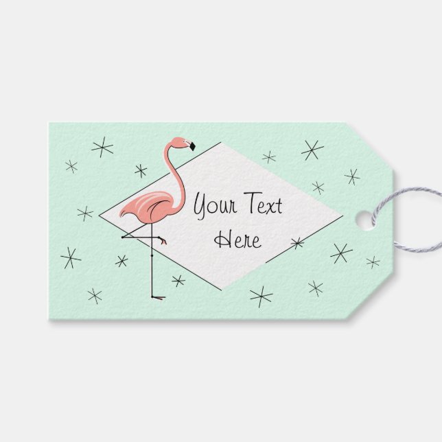 Flamingo Aqua diamond text gift tags (Front (Horizontal))