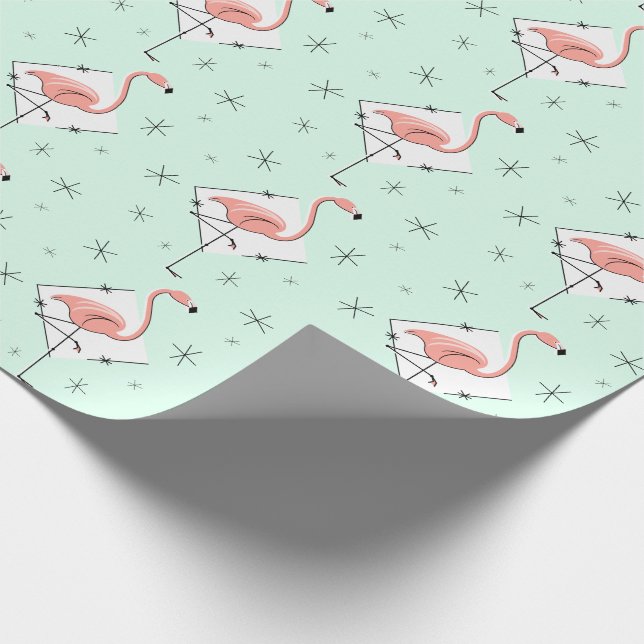 Flamingo Aqua diamond wrapping paper (Corner)
