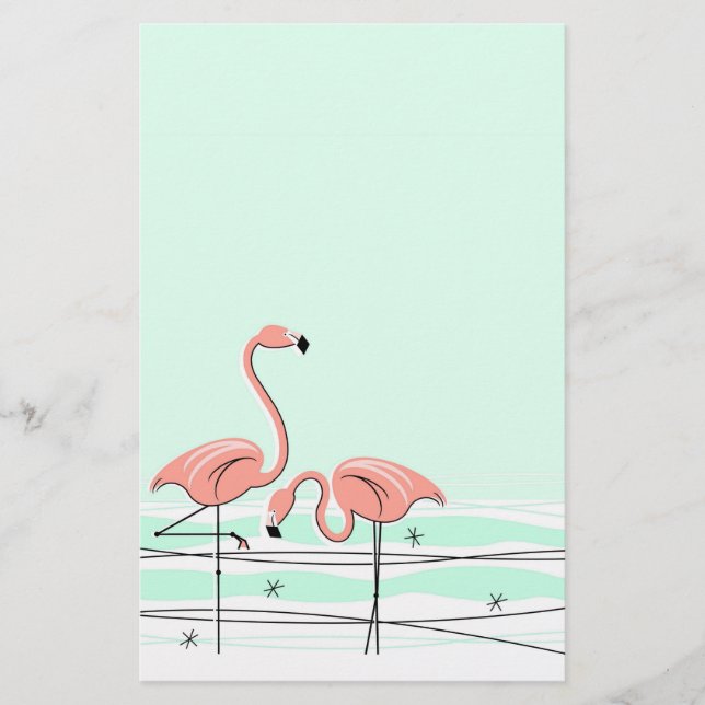Flamingo Aqua pair stationery (Front)