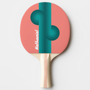 Flamingo Aqua Stripe Loop with Name Ping Pong Paddle