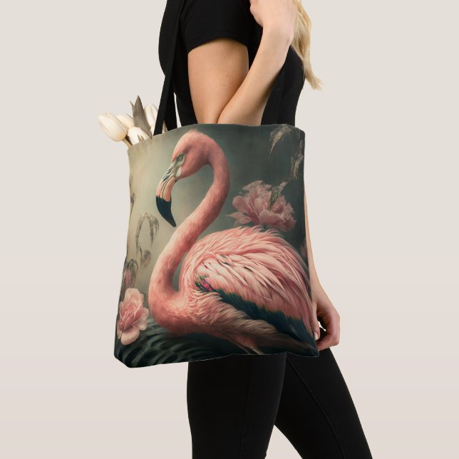 FLAMINGO ART TOTE PURSE (Close Up)