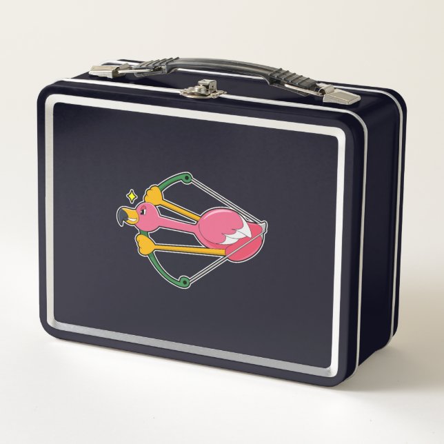 Flamingo as Arrow with Bow Metal Lunch Box (Front)