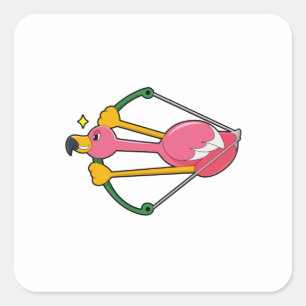 Flamingo as Arrow with Bow Square Sticker