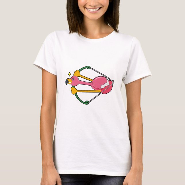 Flamingo as Arrow with Bow T-Shirt (Front)