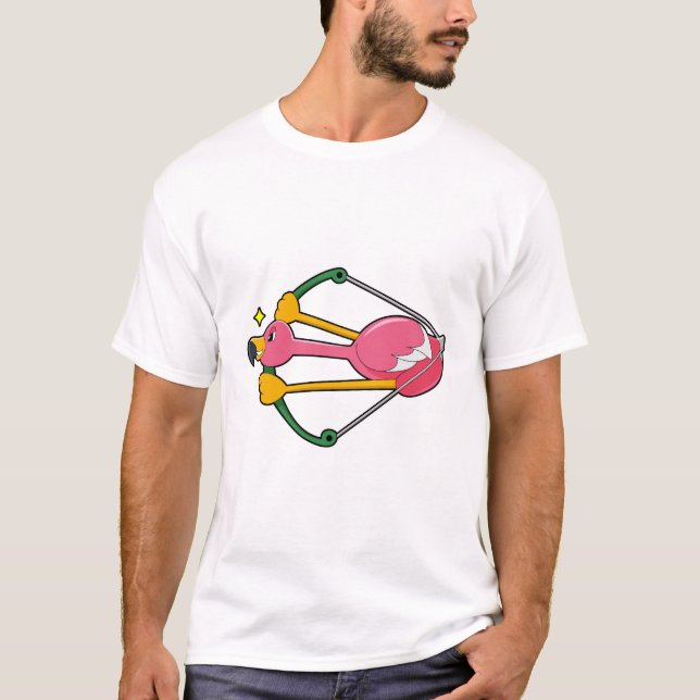 Flamingo as Arrow with Bow T-Shirt (Front)