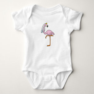 Flamingo as Bride at Wedding with Veil Baby Bodysuit