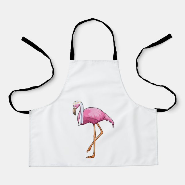 Flamingo as Bride with Veil Apron (Front)