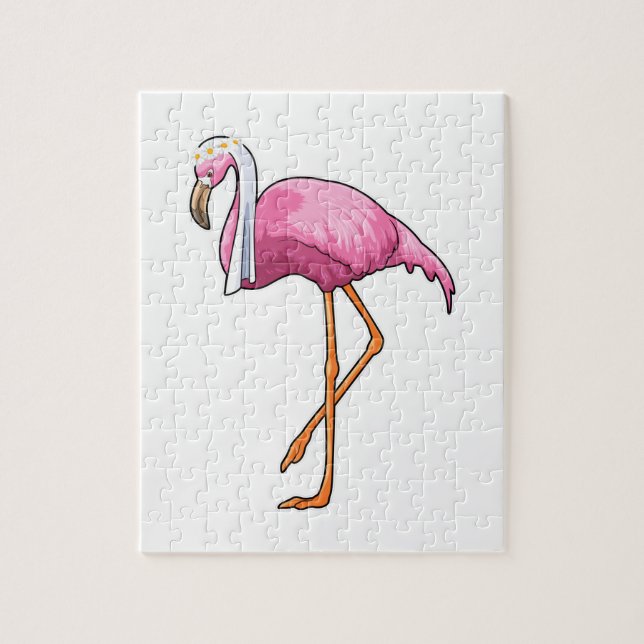 Flamingo as Bride with Veil Jigsaw Puzzle (Vertical)