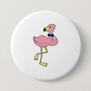 Flamingo as Gentleman with Tie 7.5 Cm Round Badge
