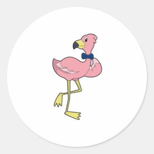 Flamingo as Gentleman with Tie Classic Round Sticker