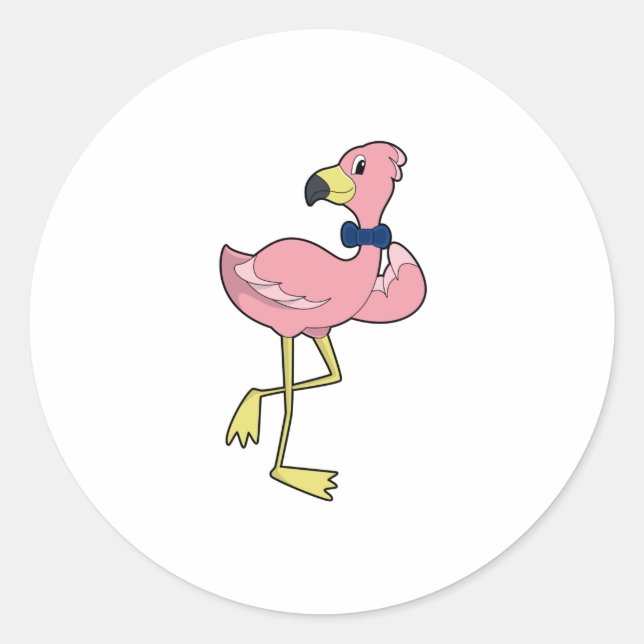 Flamingo as Gentleman with Tie Classic Round Sticker (Front)