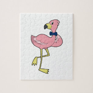 Flamingo as Gentleman with Tie Jigsaw Puzzle