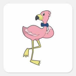 Flamingo as Gentleman with Tie Square Sticker