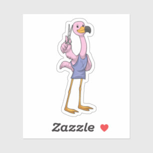 Flamingo as Hair stylist with Scissors