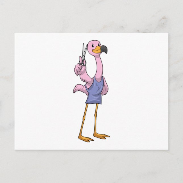 Flamingo as Hair stylist with Scissors Postcard (Front)