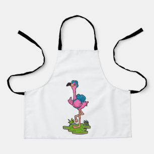 Flamingo as Hiker with Backpack Apron