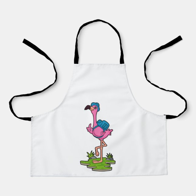 Flamingo as Hiker with Backpack Apron (Front)