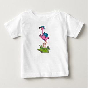 Flamingo as Hiker with Backpack Baby T-Shirt
