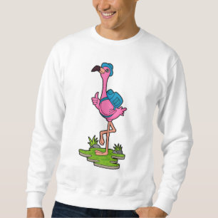 Flamingo as Hiker with Backpack Sweatshirt