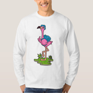 Flamingo as Hiker with Backpack T-Shirt
