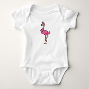 Flamingo as King with Crown & Staff Baby Bodysuit