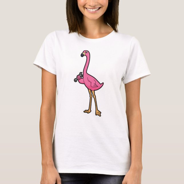Flamingo as Mechanic with Wrench T-Shirt (Front)