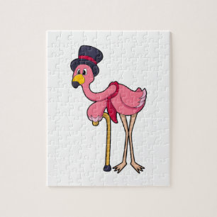 Flamingo as Pensioner with Hat Jigsaw Puzzle