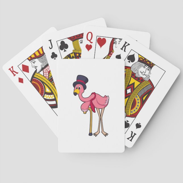 Flamingo as Pensioner with Hat Playing Cards (Back)