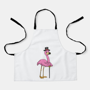 Flamingo as Pensioner with Walking stick Apron