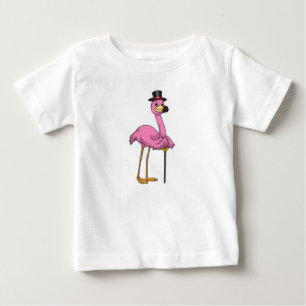 Flamingo as Pensioner with Walking stick Baby T-Shirt