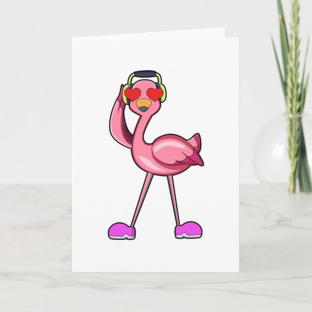Flamingo as Pensioner with Walking stick & Hat Card (Front)