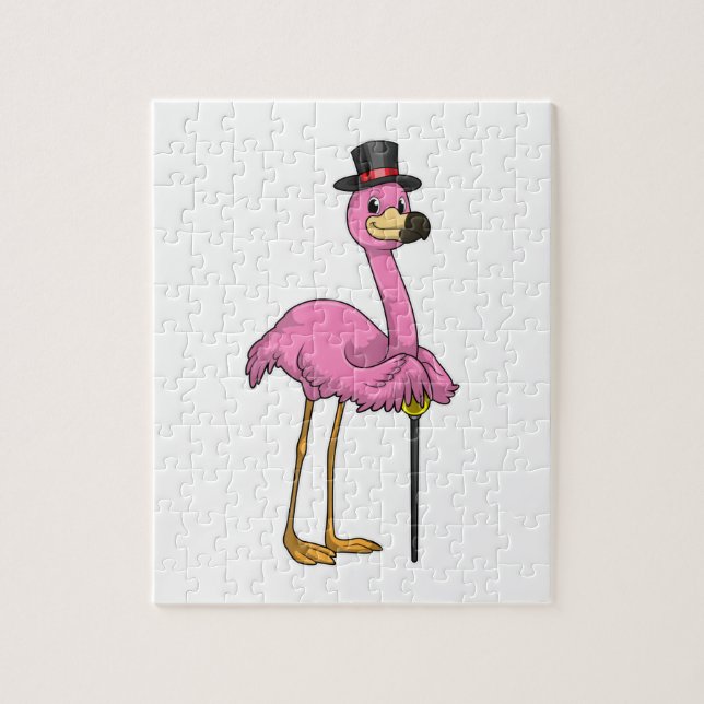 Flamingo as Pensioner with Walking stick Jigsaw Puzzle (Vertical)