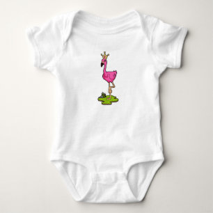 Flamingo as Princess with Crown Baby Bodysuit