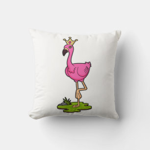 Flamingo as Princess with Crown Cushion