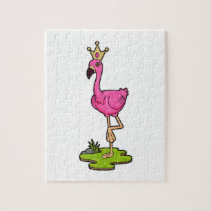 Flamingo as Princess with Crown Jigsaw Puzzle