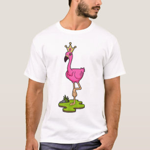 Flamingo as Princess with Crown T-Shirt