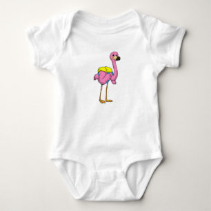 Flamingo as Pupils with School bag Baby Bodysuit
