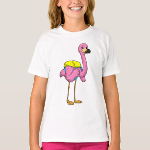 Flamingo as Pupils with School bag T-Shirt